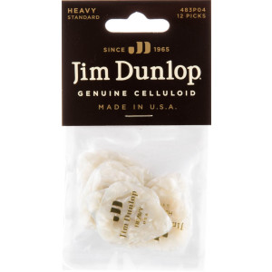 Player´s Pack 12 Púas Dunlop 483P-04HV Celluloid White Perloid Heavy
