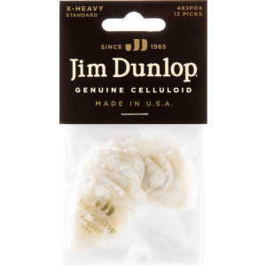 Player´s Pack 12 Púas Dunlop 483P-04XH Celluloid White Perloid X-Heavy