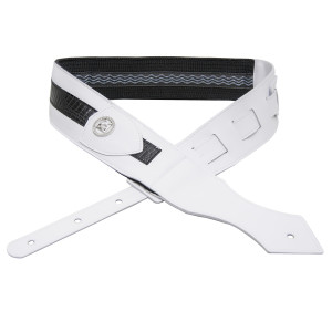 Correa Guitarra BG Cuero Blanco/Negro Cocodrilo GLD180X