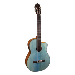 Guitarra Clásica Veelah VEE-101 Cutaway Electrificada Azul Denim